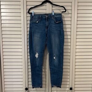 Just Black Blue Distressed Ankle Jeans Size 31